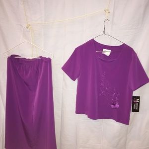 2 Pc skirt and Blouse Purple